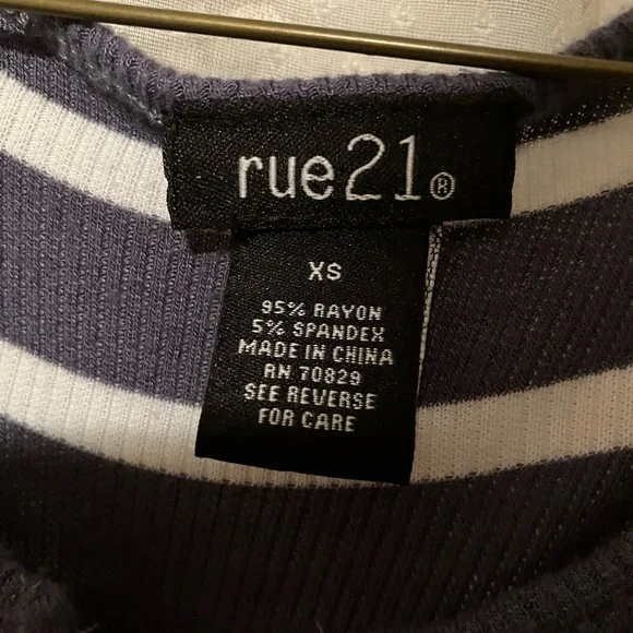 Rue21 Navy and White Striped Top - Picture 2 of 4